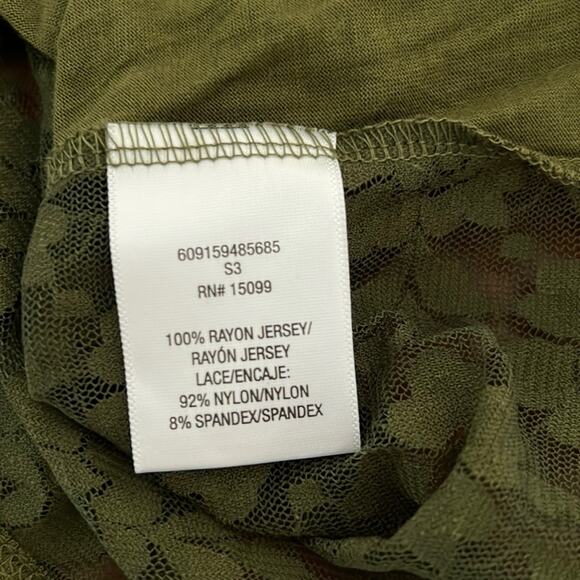 Bongo Juniors Size M Olive Green Sleeveless Knit & Lace Blouse NWT - Picture 10 of 11